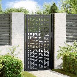 Portail de jardin noir 100x175 cm en acier avec croix