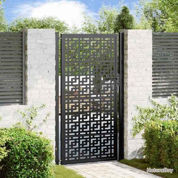 Portail de jardin noir 100x175 cm en acier avec croix