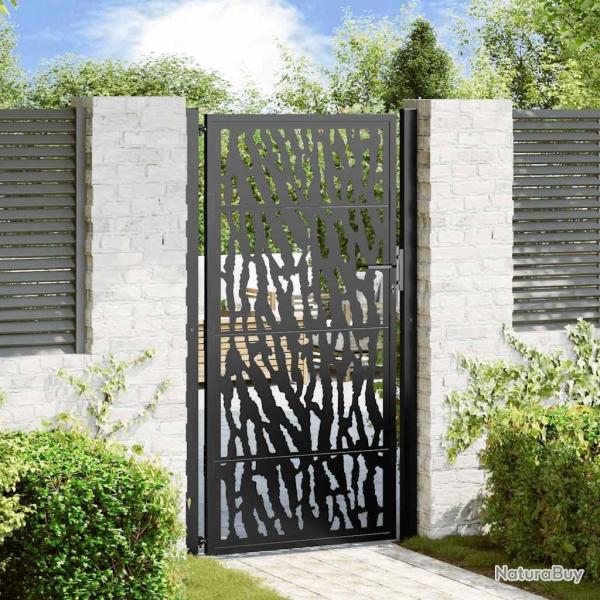 Portail de jardin noir 100x175 cm en acier avec motif de traces
