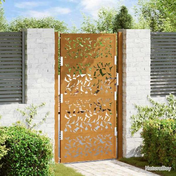Porte de jardin acier r�sistant aux intemp�ries design feuilles alsavelo