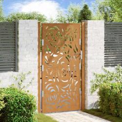 Portail de jardin 100x175 cm en acier patin&eacute; motif flamme