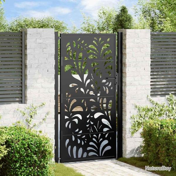 Portail de jardin noir 100x175 cm en acier design ondul�
