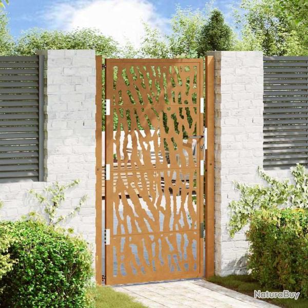 Portail de jardin 100x175 cm en acier patin� avec motif de traces