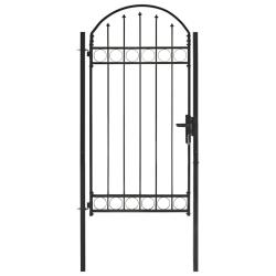 Portail de jardin avec dessus arqu&eacute; Acier 100x250 cm Noir