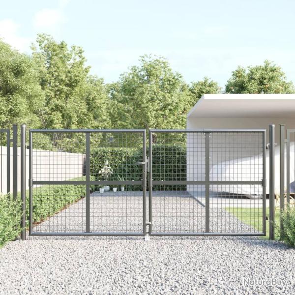 Portail de jardin grillag� Anthracite 300 x 125 cm Acier galvanis�