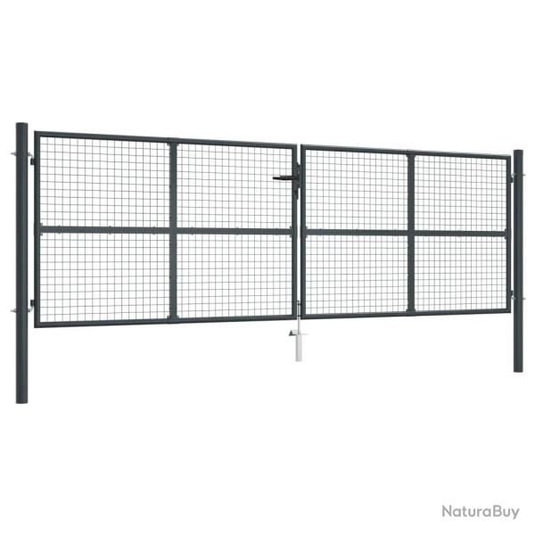 Portail de jardin grillag� en acier galvanis� gris 400 x 125 cm