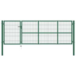 Portail de jardin avec poteaux 350 x 100 cm, acier vert