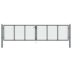 Portail de jardin grillag&eacute; en acier galvanis&eacute; gris 400 x 100 cm