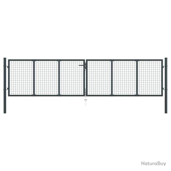 Portail de jardin grillag� en acier galvanis� gris 400 x 100 cm