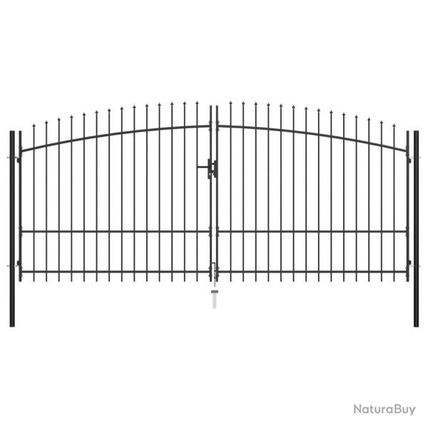 Double portail avec haut sous forme de lance 400 x 225 cm alsavelo