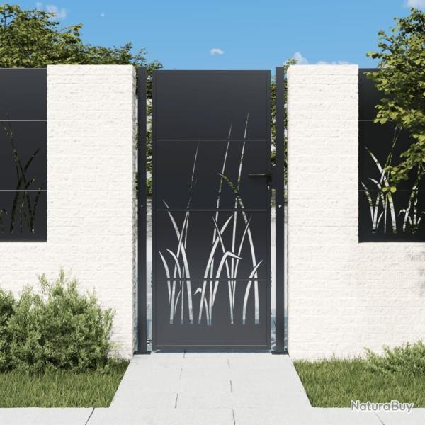 Portail de jardin Anthracite 100x200 cm Acier Design Herbe