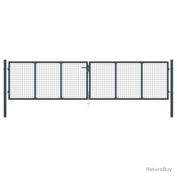 Portail de jardin grillag� en acier galvanis� gris 400 x 75 cm