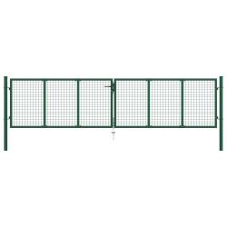 Portail de jardin en acier grillag&eacute; 400 x 100 cm vert