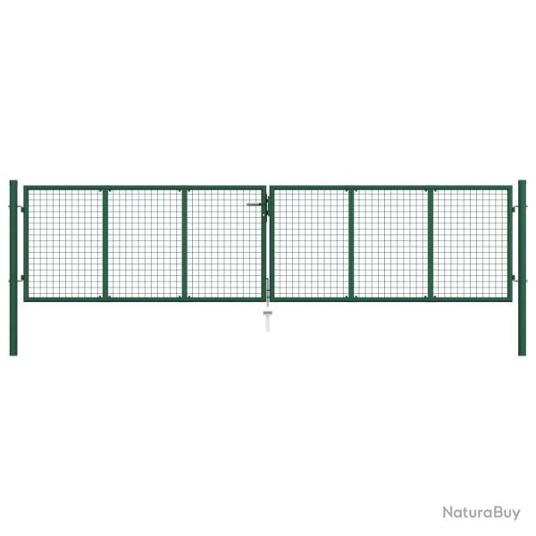 Portail de jardin en acier grillag� 400 x 100 cm vert