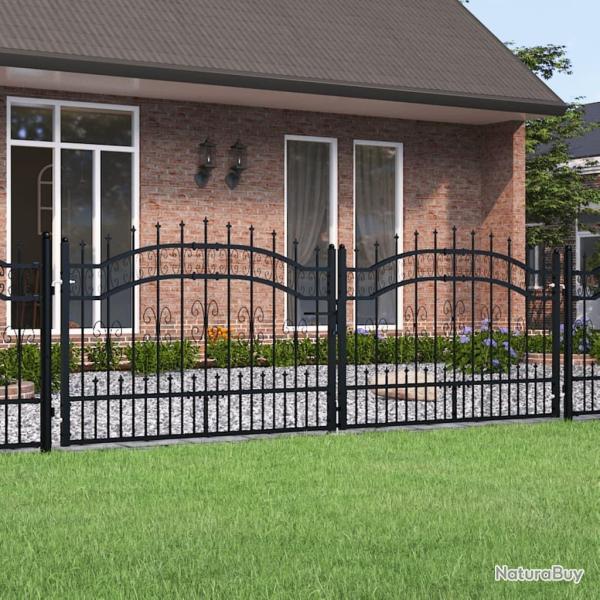 Portail et sommet de lance Noir 305x151 cm Acier enduit poudre alsavelo