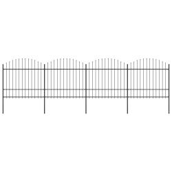 Cl&ocirc;ture de jardin avec dessus en forme de lance en acier 714,5 x 175 cm Noir