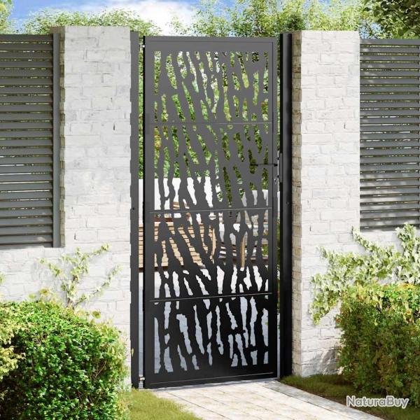 Portail de jardin noir 100x200 cm en acier avec motif de traces