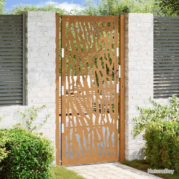 Portail de jardin 100x200 cm en acier patin� avec motif de traces