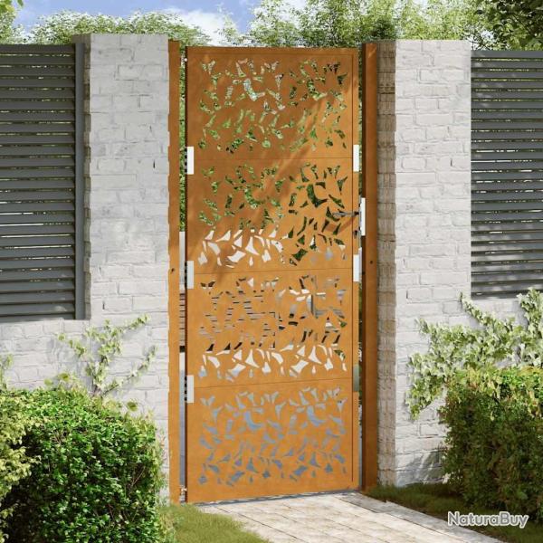 Porte de jardin acier r�sistant aux intemp�ries design feuilles alsavelo