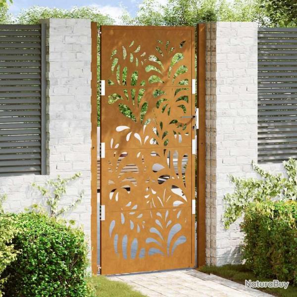Portail de jardin 100x200 cm en acier patin� motif vagues