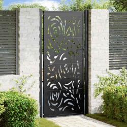 Portail de jardin noir 100x200 cm en acier avec motif flamme