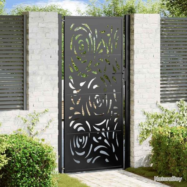 Portail de jardin noir 100x200 cm en acier avec motif flamme