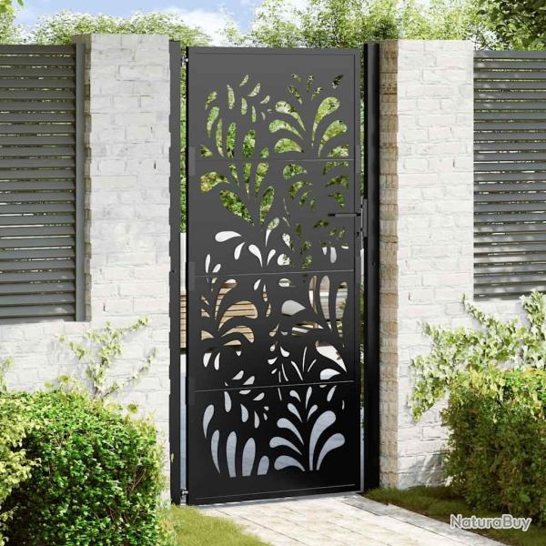 Portail de jardin noir 100x200 cm en acier avec design ondul�