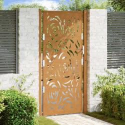 Portail de jardin 100x200 cm en acier patin&eacute; motif flamme