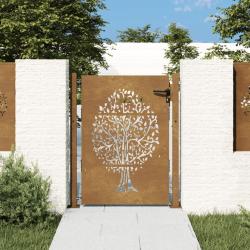 Portail de jardin 100x125 cm en acier Corten avec motif arbre