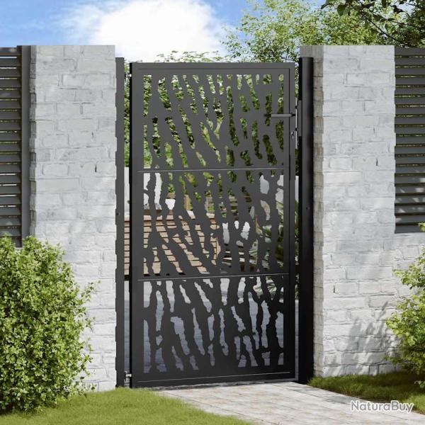 Portail de jardin noir 100x150 cm en acier avec motif de traces