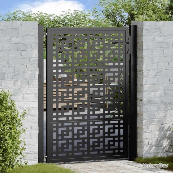 Portail de jardin noir 100x125 cm en acier avec croix