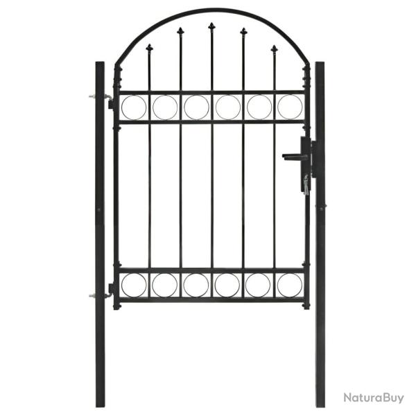 Portail de cl�ture Assen avec partie sup�rieure cintr�e en acier noir 102 x 125 cm