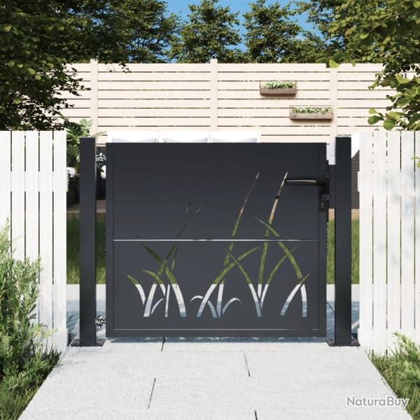 Portail de jardin Anthracite 100x100 cm Acier Design Herbe