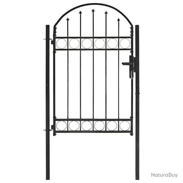 Portail de cl�ture Assen avec partie sup�rieure cintr�e en acier 102�x�150�cm noir