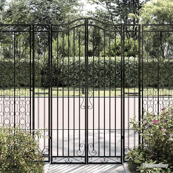 Portail de jardin noir 121x8x180 cm fer forg�