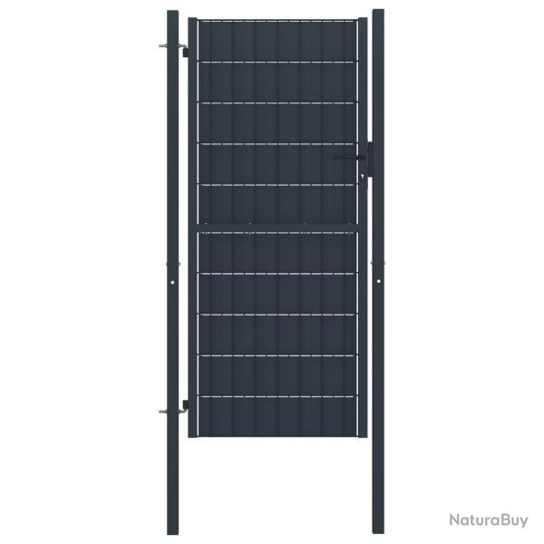 Portail de cl�ture PVC et acier 100x164 cm Anthracite