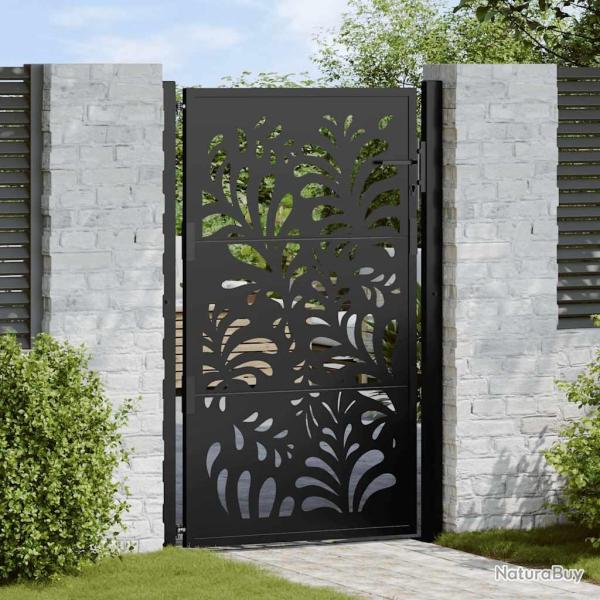 Portail de jardin noir 100x150 cm en acier design ondul�