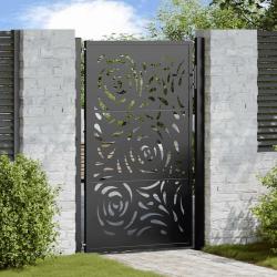 Portail de jardin noir 100x150 cm en acier avec motif flamme