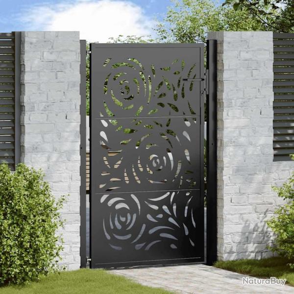 Portail de jardin noir 105x155 cm acier conception de flamme alsavelo