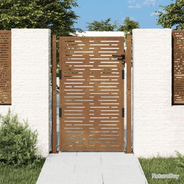 Portail de jardin 100x125 cm en acier Corten, design carr�