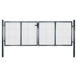 Portail de jardin grillag&eacute; en acier galvanis&eacute; 300 x 100 cm gris