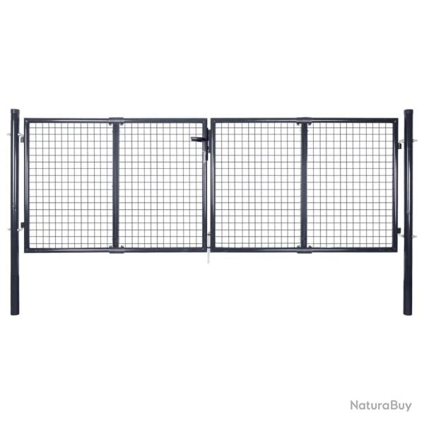 Portail de jardin grillag� en acier galvanis� 300 x 100 cm gris
