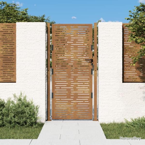 Portail de jardin 100x175 cm en acier Corten, design carr�