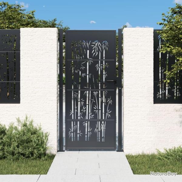 Portail de jardin Anthracite 100x200 cm Acier Design Bambou