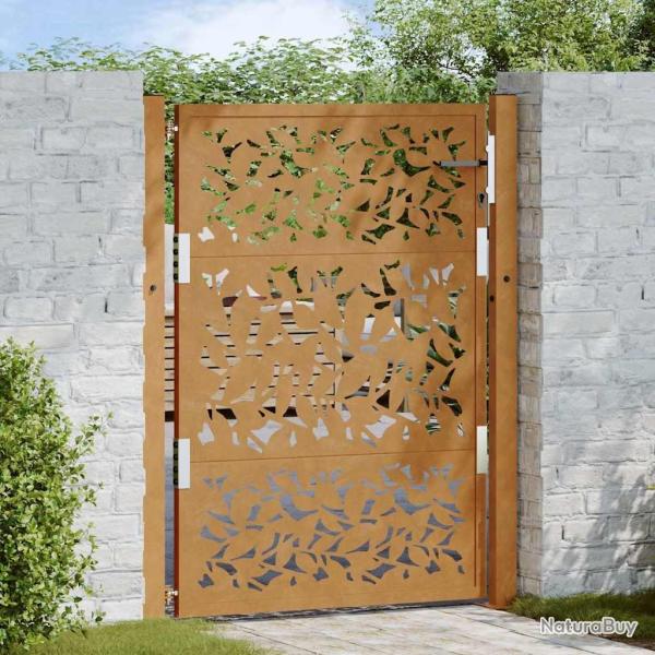 Porte de jardin acier r�sistant aux intemp�ries design feuilles alsavelo