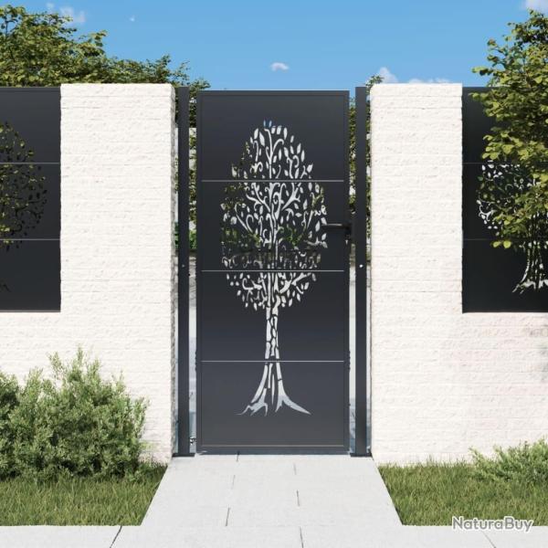 Portail de jardin Anthracite 100x200 cm Acier Design Arbre