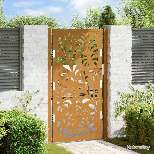 Portail de jardin 100x175 cm en acier patin� motif vagues