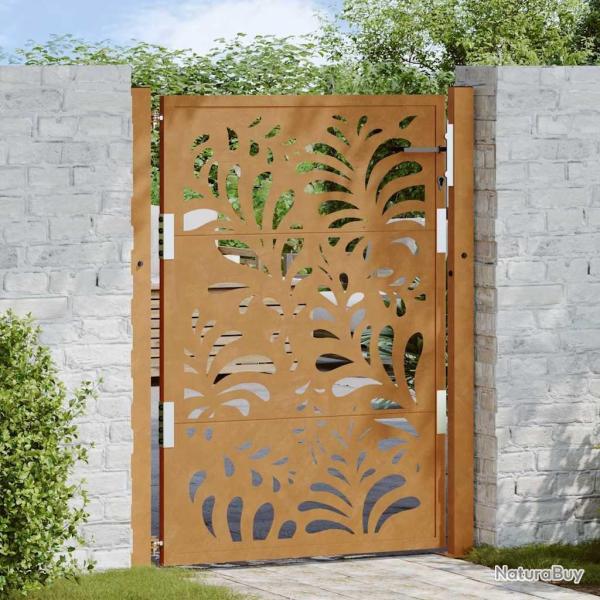 Portail de jardin 100x125 cm en acier patin� motif vagues