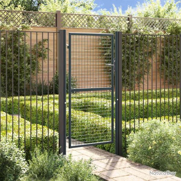 Portail de jardin grillag� en acier galvanis� gris 100 x 175 cm