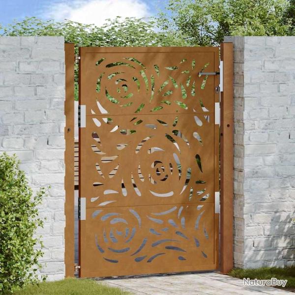 Portail de jardin 100x125 cm en acier patin� motif flamme